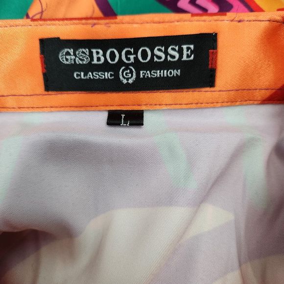 BOGOSSE LONG SLEEVE Button Up Medussa Love Colorful Men's SIze Large - Picture 3 of 4